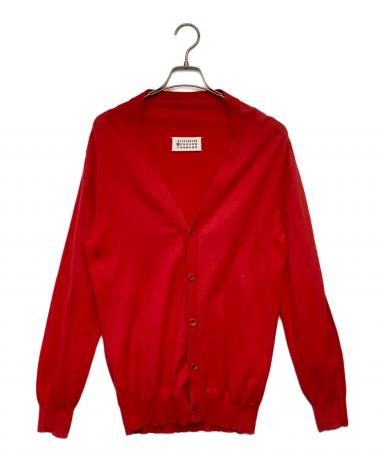 美品Maison Margiela デザインニット赤XS Maison Margiela(メゾンマルジェラ) / Vネックニット/レザーエルボー