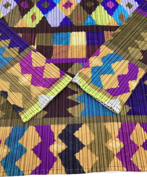 PLEATS PLEASE（プリーツプリーズ）PLEATS PLEASE (プリーツプリーズ) フリンジカットソー/総柄カットソー マルチカラー サイズ:3の古着・服飾アイテム