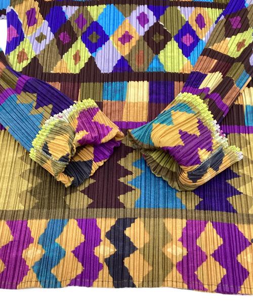 PLEATS PLEASE（プリーツプリーズ）PLEATS PLEASE (プリーツプリーズ) フリンジカットソー/総柄カットソー マルチカラー サイズ:3の古着・服飾アイテム