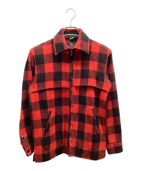 JOHNSON（ジョンソン）JOHNSON (ジョンソン) ジップアップジャケット レッド×ブラック サイズ:不明の古着・服飾アイテム