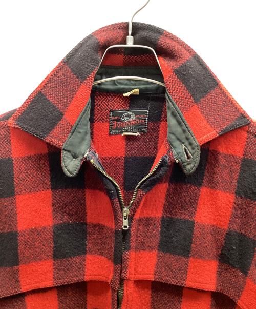 JOHNSON（ジョンソン）JOHNSON (ジョンソン) ジップアップジャケット レッド×ブラック サイズ:不明の古着・服飾アイテム