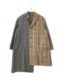 KOLOR（カラー）の古着「アシンメトリードッキングコート」｜ブラウン×グレー
