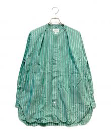 COLON（コロン）の古着「Cotton Multi Stripe バンドカラー」｜グリーン×ネイビー