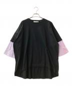 ENFOLDエンフォルド）の古着「カットソー」｜ブラック×ラベンダー