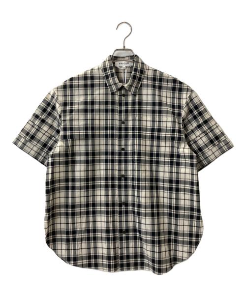 ENFOLD（エンフォルド）ENFOLD (エンフォルド) クラシカルチェック レイヤードMEN’Sライク シャツ ホワイト×ブラック サイズ:38の古着・服飾アイテム