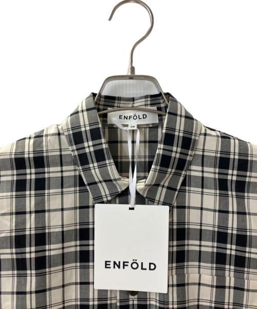 ENFOLD（エンフォルド）ENFOLD (エンフォルド) クラシカルチェック レイヤードMEN’Sライク シャツ ホワイト×ブラック サイズ:38の古着・服飾アイテム
