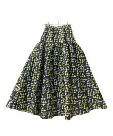 UN3D.（アンスリード）の古着「千鳥ジャガードスカート」｜ネイビー×イエロー