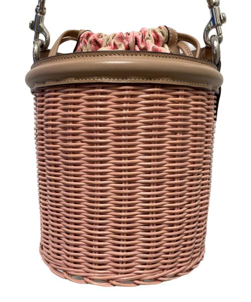 COACH（コーチ）COACH (コーチ) 2WAYバッグ/カゴバッグ/サクラ ブロッサム プリント ドローストリング バケット ピンクの古着・服飾アイテム