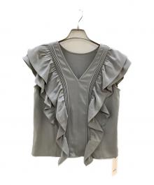 Snidel（スナイデル）の古着「ボリュームラッフルフリルブラウス」｜ライトグレー