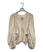 Heriterエリテ）の古着「リネン ハンドスモッキングブラウス」｜ベージュ