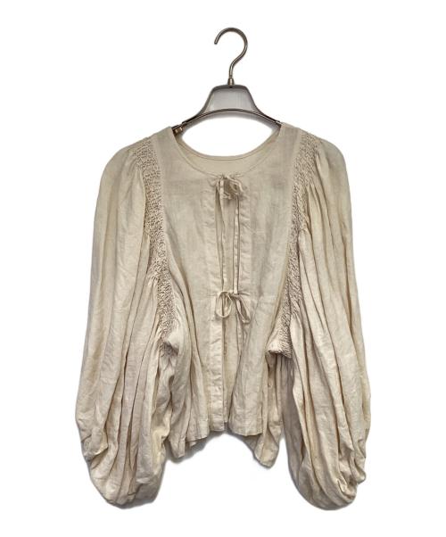 Heriter（エリテ）Heriter (エリテ) リネン ハンドスモッキングブラウス ベージュ サイズ:38の古着・服飾アイテム