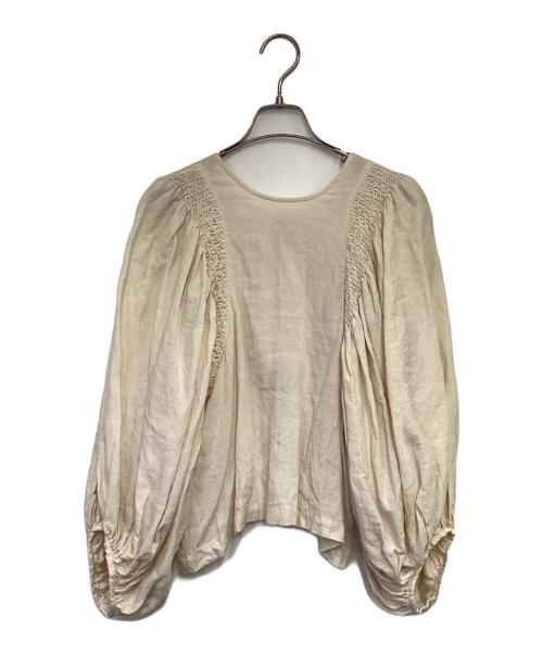 Heriter（エリテ）Heriter (エリテ) リネン ハンドスモッキングブラウス ベージュ サイズ:38の古着・服飾アイテム