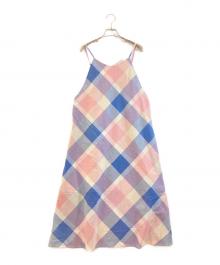 BLUE LABEL CRESTBRIDGE（ブルーレーベルクレストブリッジ）の古着「キャミソールワンピース」｜ピンク×ブルー