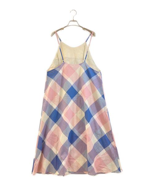 BLUE LABEL CRESTBRIDGE（ブルーレーベルクレストブリッジ）BLUE LABEL CRESTBRIDGE (ブルーレーベルクレストブリッジ) キャミソールワンピース ピンク×ブルー サイズ:38の古着・服飾アイテム
