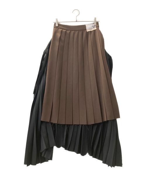 Maison MIHARA YASUHIRO（メゾン ミハラ ヤスヒロ）Maison MIHARA YASUHIRO (メゾン ミハラ ヤスヒロ) Combined Pleats Long Skirt ブラウン サイズ:Sの古着・服飾アイテム