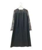 hitoiroヒトイロ）の古着「リバーレースのベルスリーブドレス」｜ブラック