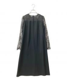 hitoiro（ヒトイロ）の古着「リバーレースのベルスリーブドレス」｜ブラック