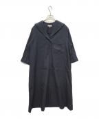 MARGARET HOWELLマーガレットハウエル）の古着「リネンコットン 七分袖ワンピース」｜ネイビー