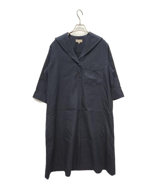 MARGARET HOWELL（マーガレットハウエル）MARGARET HOWELL (マーガレットハウエル) リネンコットン 七分袖ワンピース ネイビー サイズ:2の古着・服飾アイテム