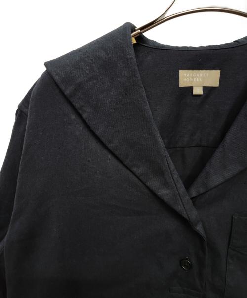 MARGARET HOWELL（マーガレットハウエル）MARGARET HOWELL (マーガレットハウエル) リネンコットン 七分袖ワンピース ネイビー サイズ:2の古着・服飾アイテム