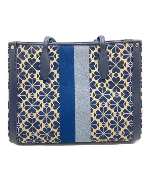 Kate Spade（ケイトスペード）Kate Spade (ケイトスペード) スペードフラワー ジャガード　ジャガードトートバッグ ネイビー×ホワイトの古着・服飾アイテム