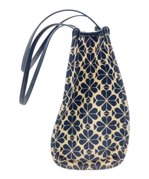 Kate Spade（ケイトスペード）Kate Spade (ケイトスペード) スペードフラワー ジャガード　ジャガードトートバッグ ネイビー×ホワイトの古着・服飾アイテム
