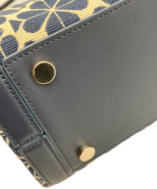 Kate Spade（ケイトスペード）Kate Spade (ケイトスペード) スペードフラワー ジャガード　ジャガードトートバッグ ネイビー×ホワイトの古着・服飾アイテム