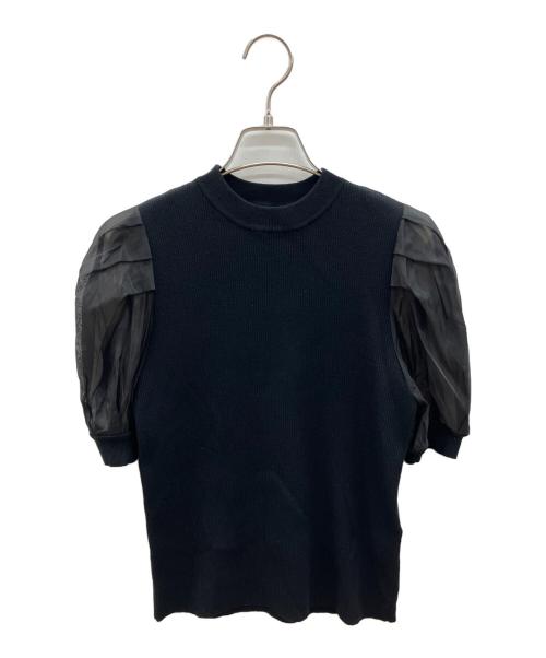 Loulou Willoughby（ルルウィルビー）Loulou Willoughby (ルルウィルビー) 袖バルーンチュールリブカットソ- ブラック サイズ:2 未使用品の古着・服飾アイテム