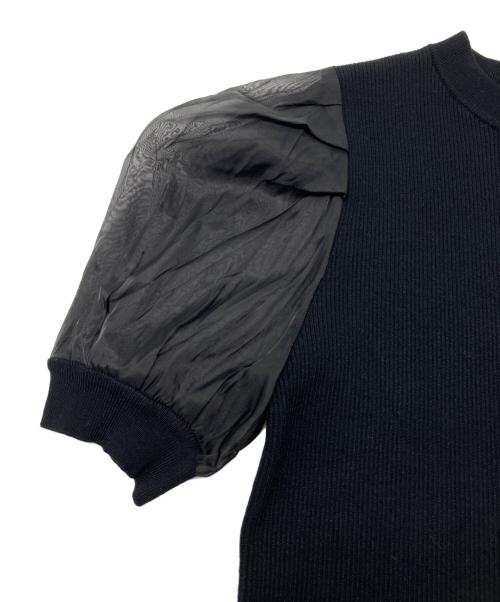 Loulou Willoughby（ルルウィルビー）Loulou Willoughby (ルルウィルビー) 袖バルーンチュールリブカットソ- ブラック サイズ:2 未使用品の古着・服飾アイテム