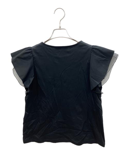 Loulou Willoughby（ルルウィルビー）Loulou Willoughby (ルルウィルビー) シルク混袖フリルカットソー ブラック サイズ:2 未使用品の古着・服飾アイテム