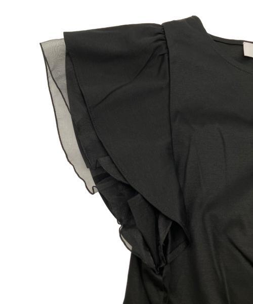 Loulou Willoughby（ルルウィルビー）Loulou Willoughby (ルルウィルビー) シルク混袖フリルカットソー ブラック サイズ:2 未使用品の古着・服飾アイテム