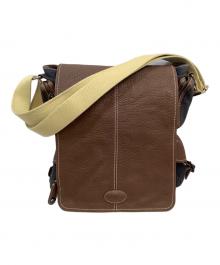 TOD'S（トッズ）の古着「フラップショルダーバッグ」｜ネイビー×ブラウン