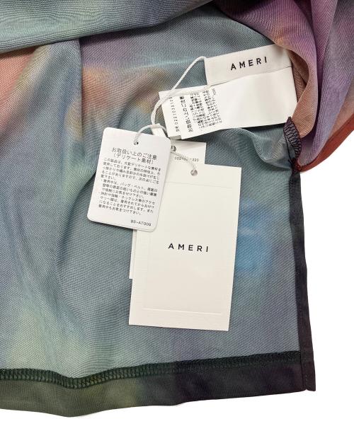 Ameri（アメリ）Ameri (アメリ) SHEER FLOWERBASE PRINT TOP ブラウン×パープル サイズ:FREEの古着・服飾アイテム
