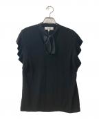 Loulou Willoughbyルルウィルビー）の古着「ボウタイ半袖ニット」｜ブラック