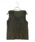 PLEATS PLEASEプリーツプリーズ）の古着「ノースリーブブラウス」｜ブラウン