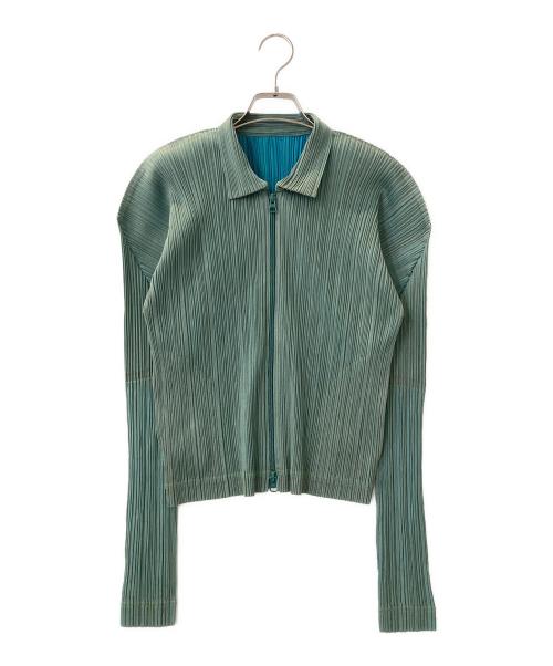 PLEATS PLEASE（プリーツプリーズ）PLEATS PLEASE (プリーツプリーズ) ジップアップジャケット グリーン サイズ:3の古着・服飾アイテム