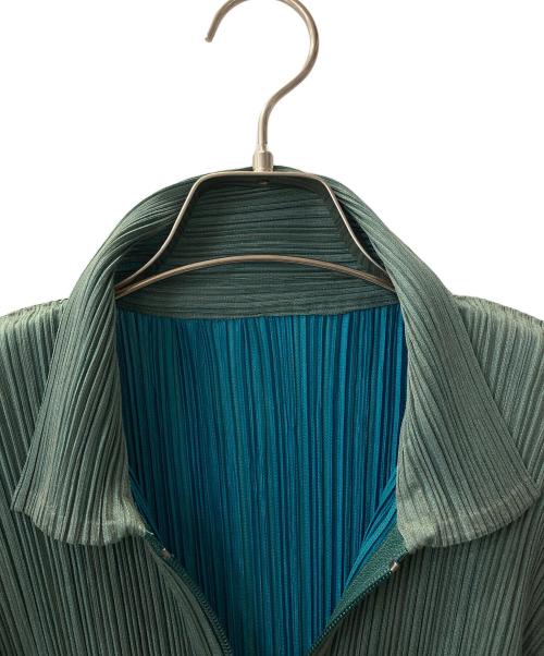 PLEATS PLEASE（プリーツプリーズ）PLEATS PLEASE (プリーツプリーズ) ジップアップジャケット グリーン サイズ:3の古着・服飾アイテム