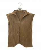 PLEATS PLEASEプリーツプリーズ）の古着「ノースリーブカットソー」｜ブラウン