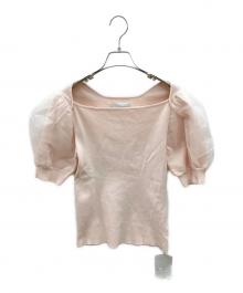 CELFORD（セルフォード）の古着「半袖ニット　シアーパフスリーブ」｜ピンク