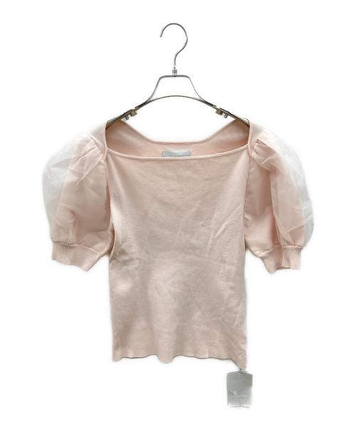 CELFORD（セルフォード）CELFORD (セルフォード) 半袖ニット　シアーパフスリーブ ピンク サイズ:36 未使用品の古着・服飾アイテム