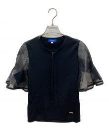 BLUE LABEL CRESTBRIDGE（ブルーレーベルクレストブリッジ）の古着「半袖ニット　シアースリーブボウタイニット」｜ブラック