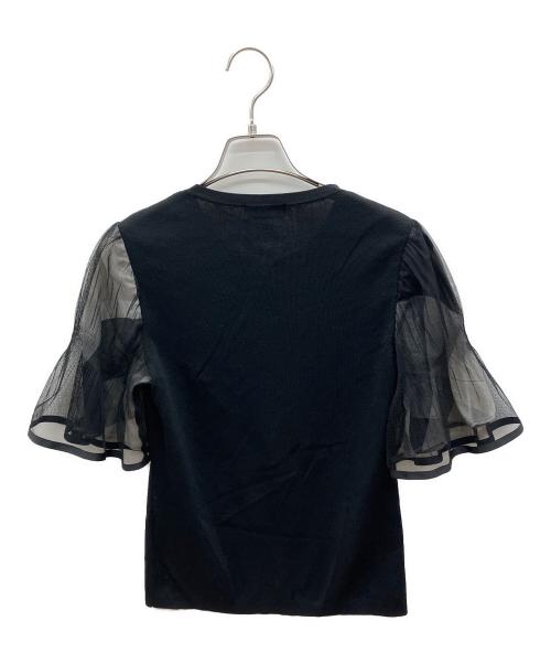 BLUE LABEL CRESTBRIDGE（ブルーレーベルクレストブリッジ）BLUE LABEL CRESTBRIDGE (ブルーレーベルクレストブリッジ) 半袖ニット　シアースリーブボウタイニット ブラック サイズ:38の古着・服飾アイテム