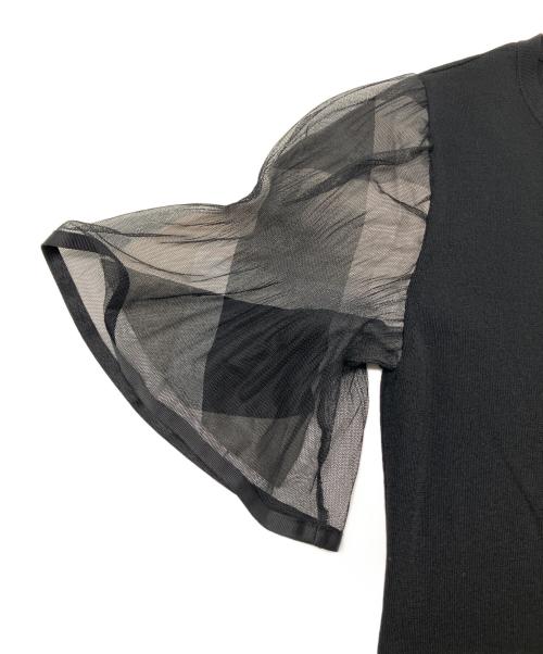 BLUE LABEL CRESTBRIDGE（ブルーレーベルクレストブリッジ）BLUE LABEL CRESTBRIDGE (ブルーレーベルクレストブリッジ) 半袖ニット　シアースリーブボウタイニット ブラック サイズ:38の古着・服飾アイテム