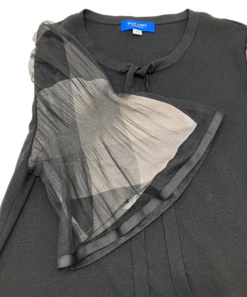 BLUE LABEL CRESTBRIDGE（ブルーレーベルクレストブリッジ）BLUE LABEL CRESTBRIDGE (ブルーレーベルクレストブリッジ) 半袖ニット　シアースリーブボウタイニット ブラック サイズ:38の古着・服飾アイテム