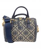 TORY BURCHトリーバーチ）の古着「ミニボストンバッグ/2WAYバッグ」｜ネイビー×ベージュ