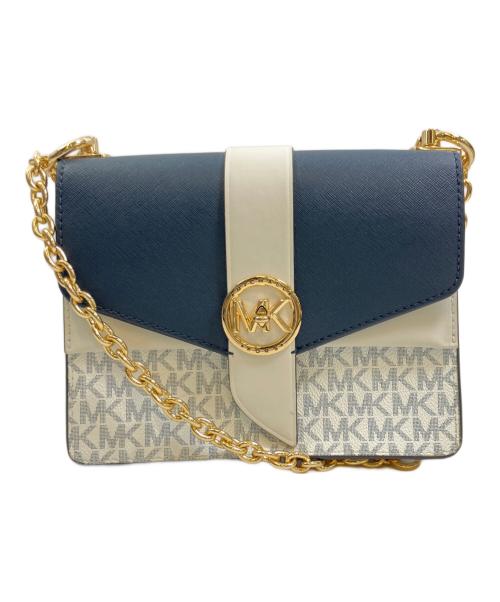 MICHAEL KORS（マイケル・コース）MICHAEL KORS (マイケルコース) チェーンショルダーバッグ ホワイト×ネイビーの古着・服飾アイテム