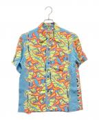 Sun Surfサンサーフ）の古着「半袖シャツ」｜スカイブルー×オレンジ