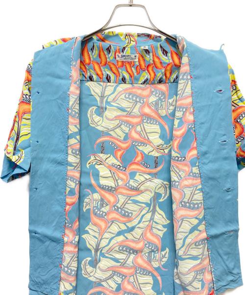 Sun Surf（サンサーフ）Sun Surf (サンサーフ) 半袖シャツ スカイブルー×オレンジ サイズ:Sの古着・服飾アイテム