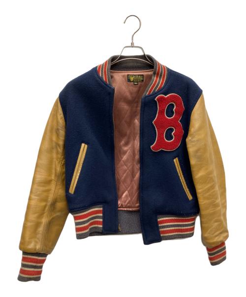 STYLE EYES（スタイルアイズ）STYLE EYES (スタイルアイズ) スタジャン ネイビー×ブラウン サイズ:38の古着・服飾アイテム