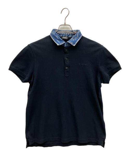 DIESEL（ディーゼル）DIESEL (ディーゼル) ポロシャツ ブラック×ブルー サイズ:Mの古着・服飾アイテム